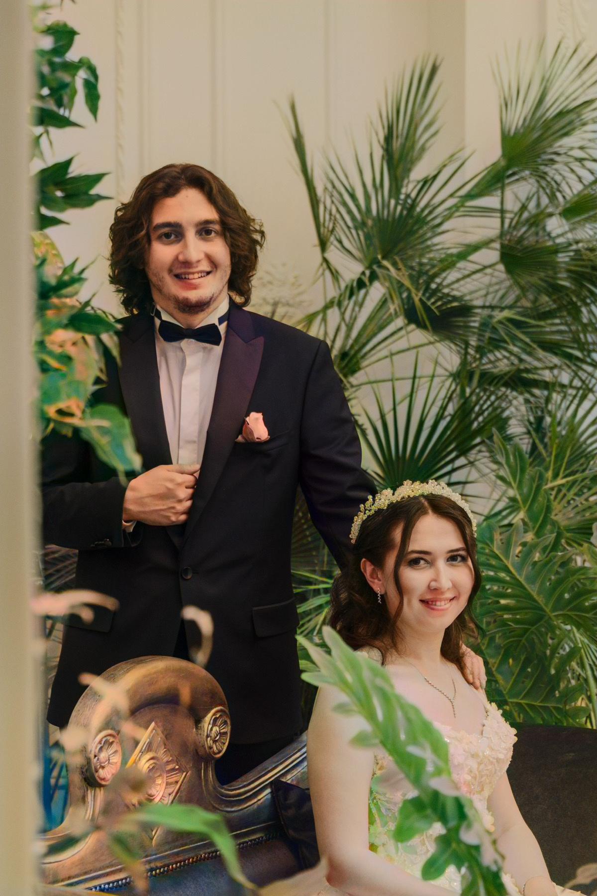 Colorized wedding photo after AI restoration
