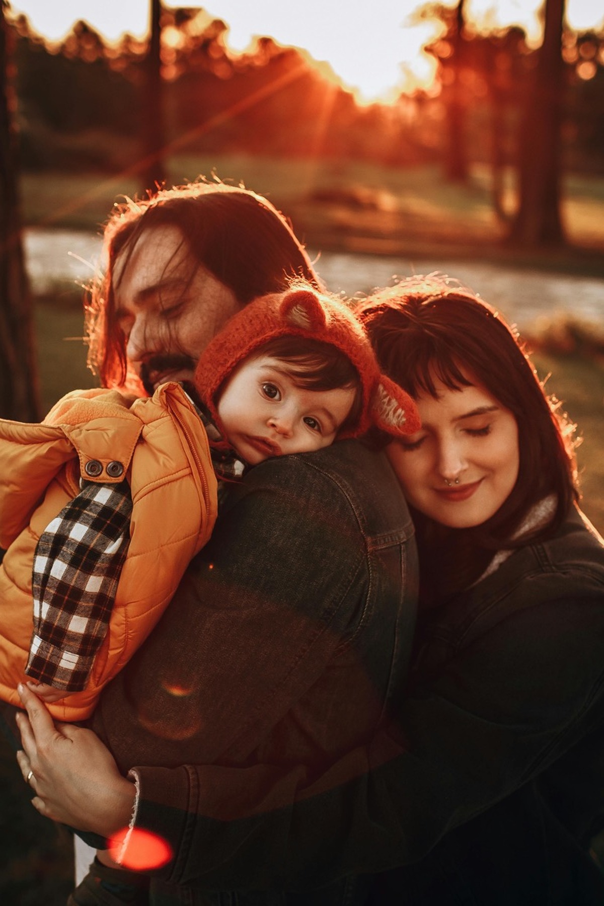 Warm family photo after AI restoration